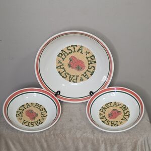 CIC ITALY 1-Pasta Bowl 12” Round & 2- Pasta Serving Bowels 8 1/2 Round